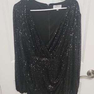 Elegant Black Long Sleeve Dress with Lace Details